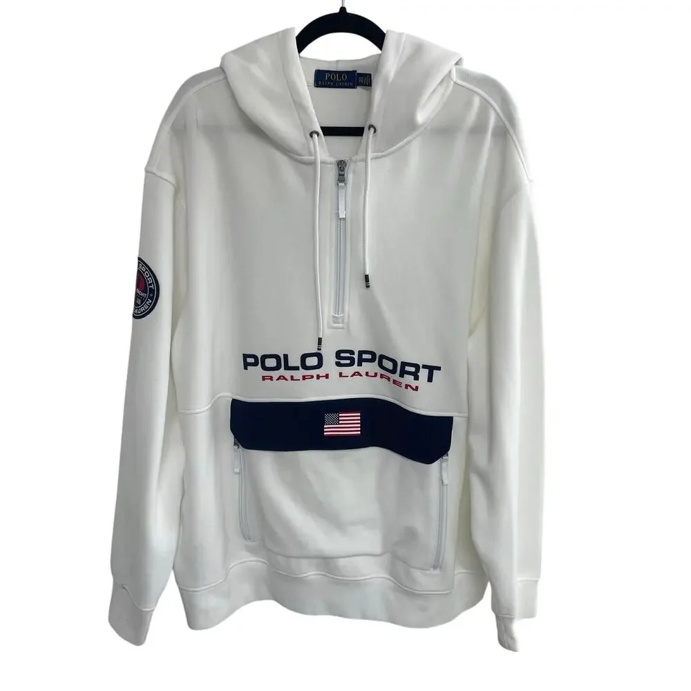 Polo Ralph Lauren Polo Sport Double Knit Hoodie White Mens XXL AS IS - Picture 2 of 9